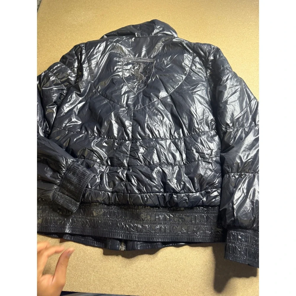 Puma Scuderia Ferrari black Shiny Puffer Jacket Womens Large Embroidered‎ Logo